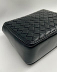 Sam Edelman Black Woven Leather Christy Top Handle Crossbody Bag