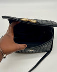 Sam Edelman Black Woven Leather Christy Top Handle Crossbody Bag