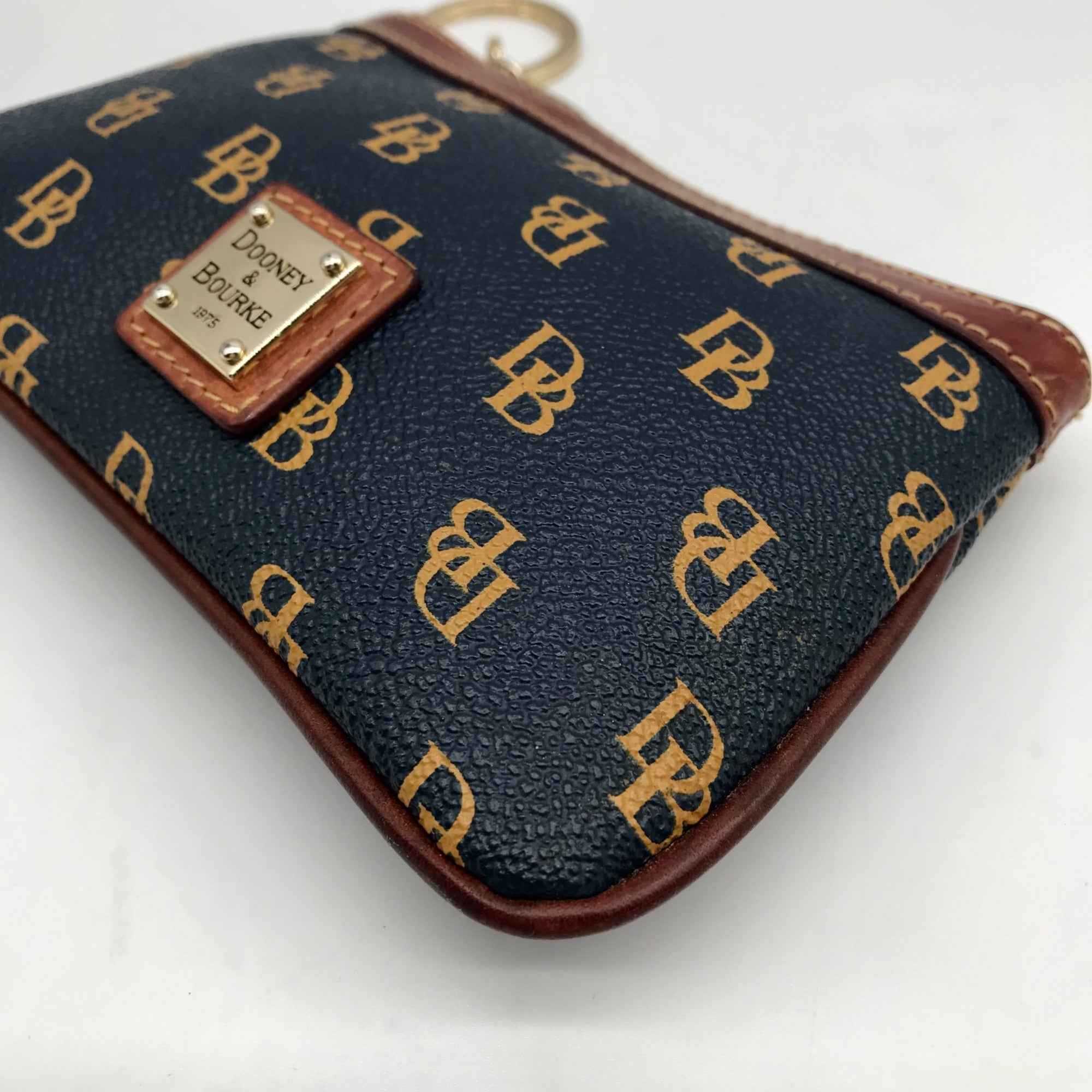 Dooney &amp; Bourke Blue And Yellow Pebbled Grain Monogram Wallet