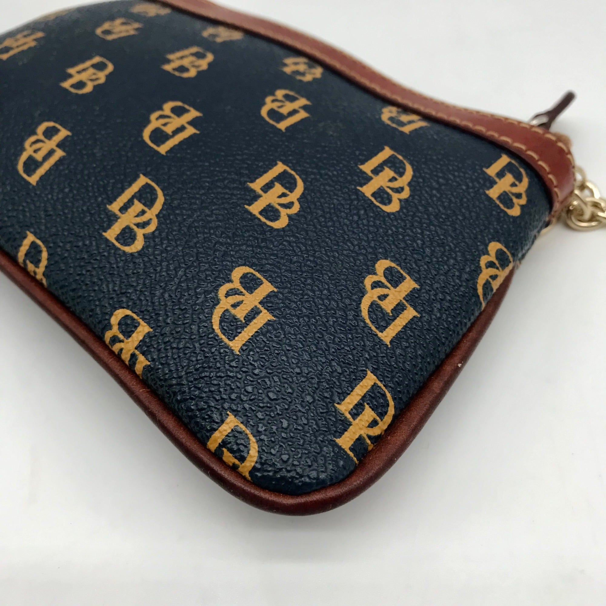 Dooney &amp; Bourke Blue And Yellow Pebbled Grain Monogram Wallet