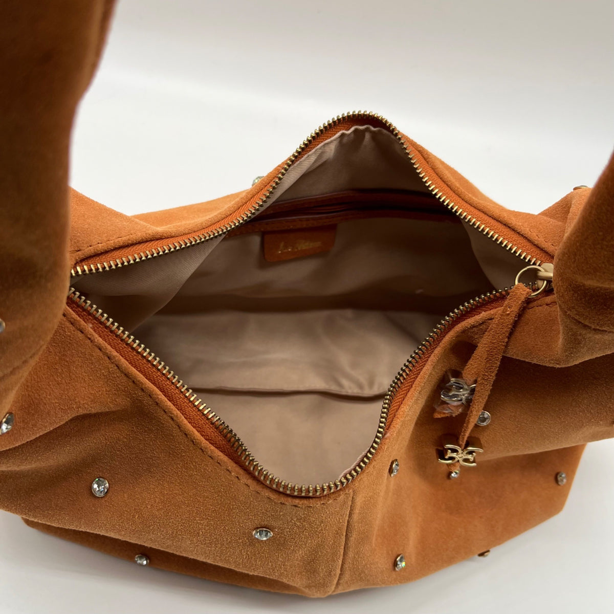 Sam Edelman Faren Rhinestone Medium Rust Suede Hobo