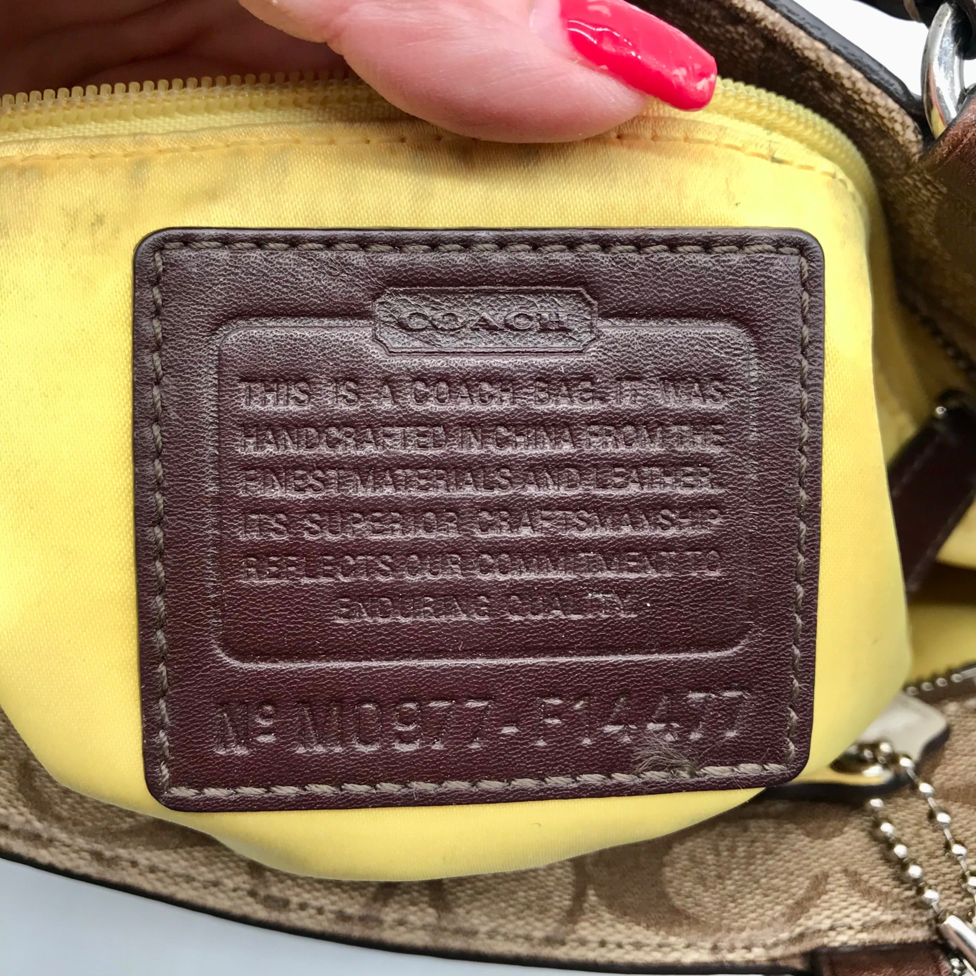 Coach Brown Coated Monogram Canvas Heritage Stripe Tote Bag F14477