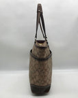 Coach Brown Coated Monogram Canvas Heritage Stripe Tote Bag F14477