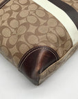 Coach Brown Coated Monogram Canvas Heritage Stripe Tote Bag F14477