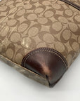 Coach Brown Coated Monogram Canvas Heritage Stripe Tote Bag F14477