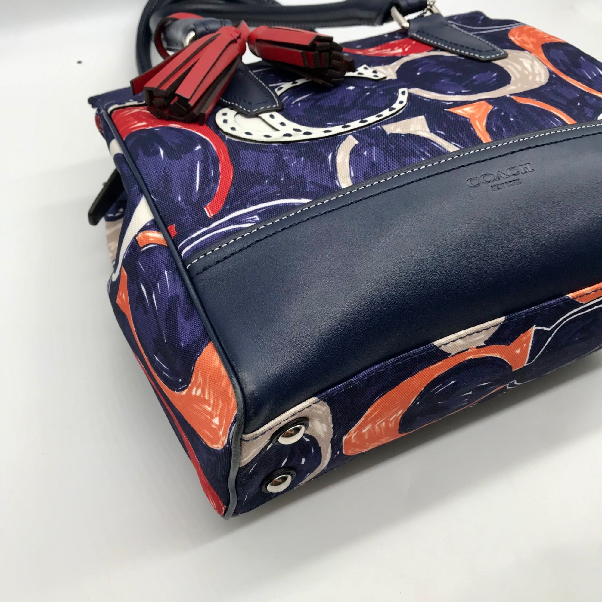 Coach Blue Canvas Legacy Heritage Candace Carryall Satchel Bag 19951