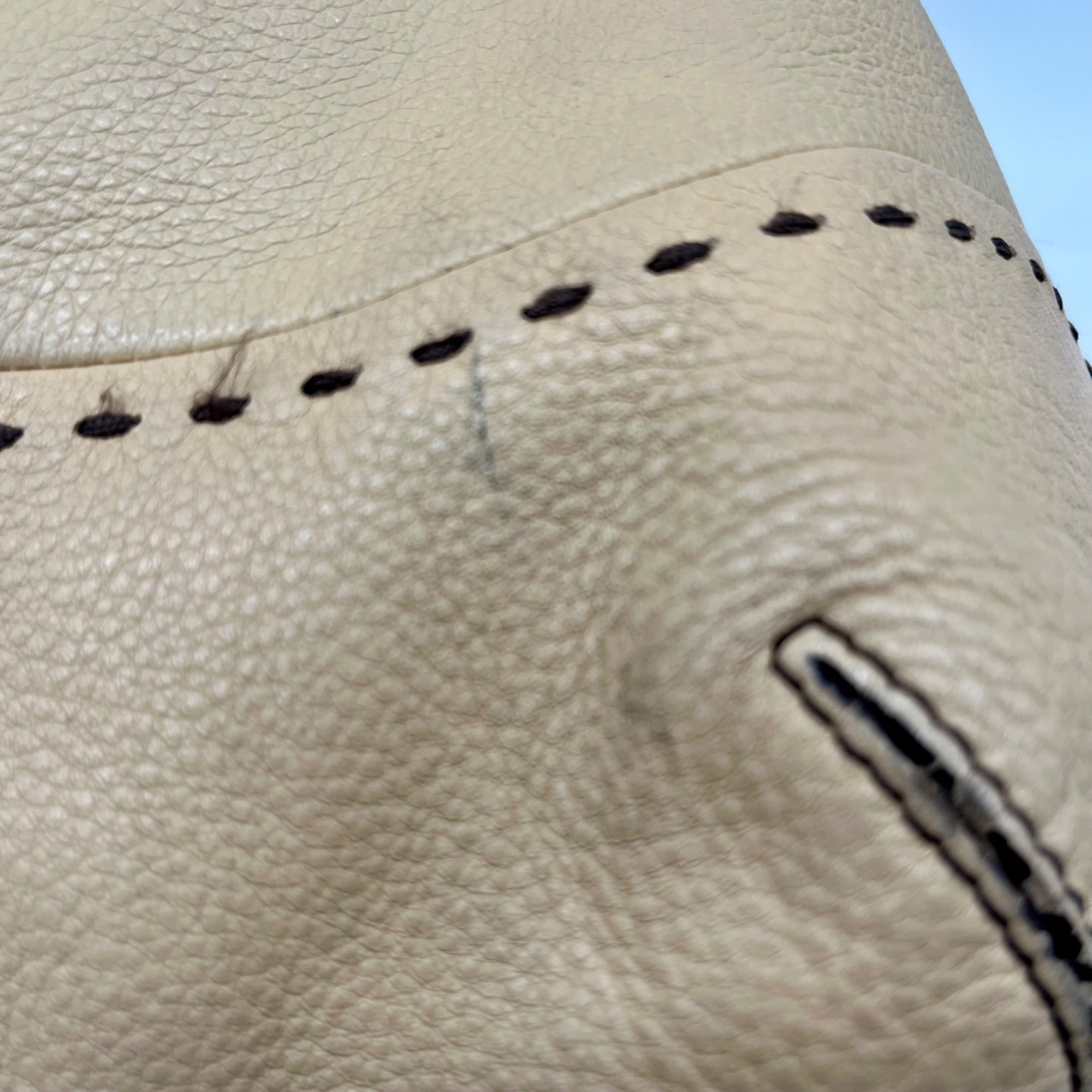 Cole Haan Beige Pebbled Leather Shoulder Bag