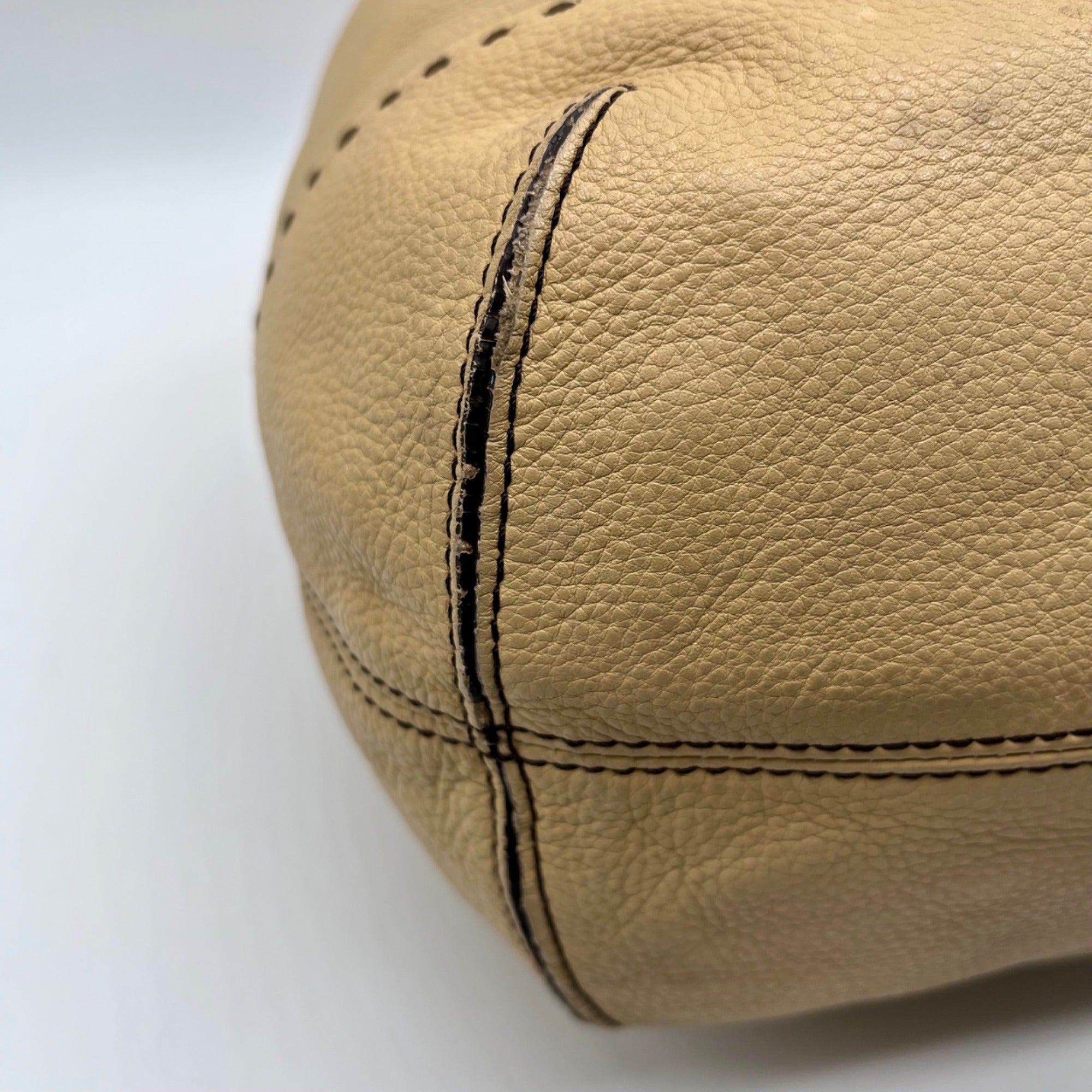 Cole Haan Beige Pebbled Leather Shoulder Bag