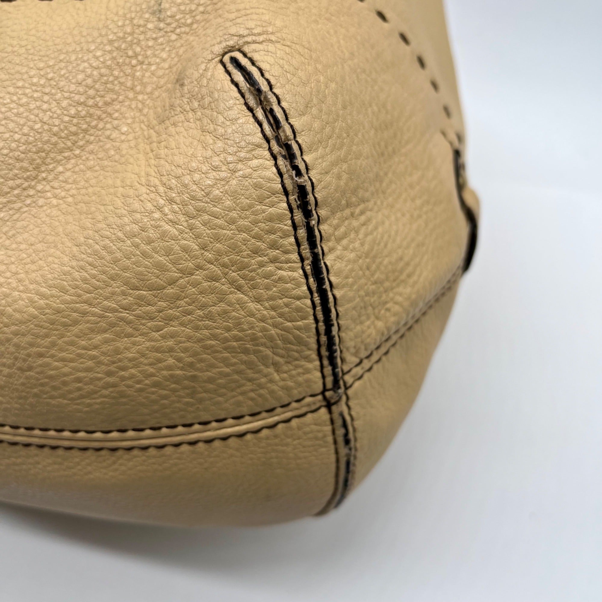 Cole Haan Beige Pebbled Leather Shoulder Bag