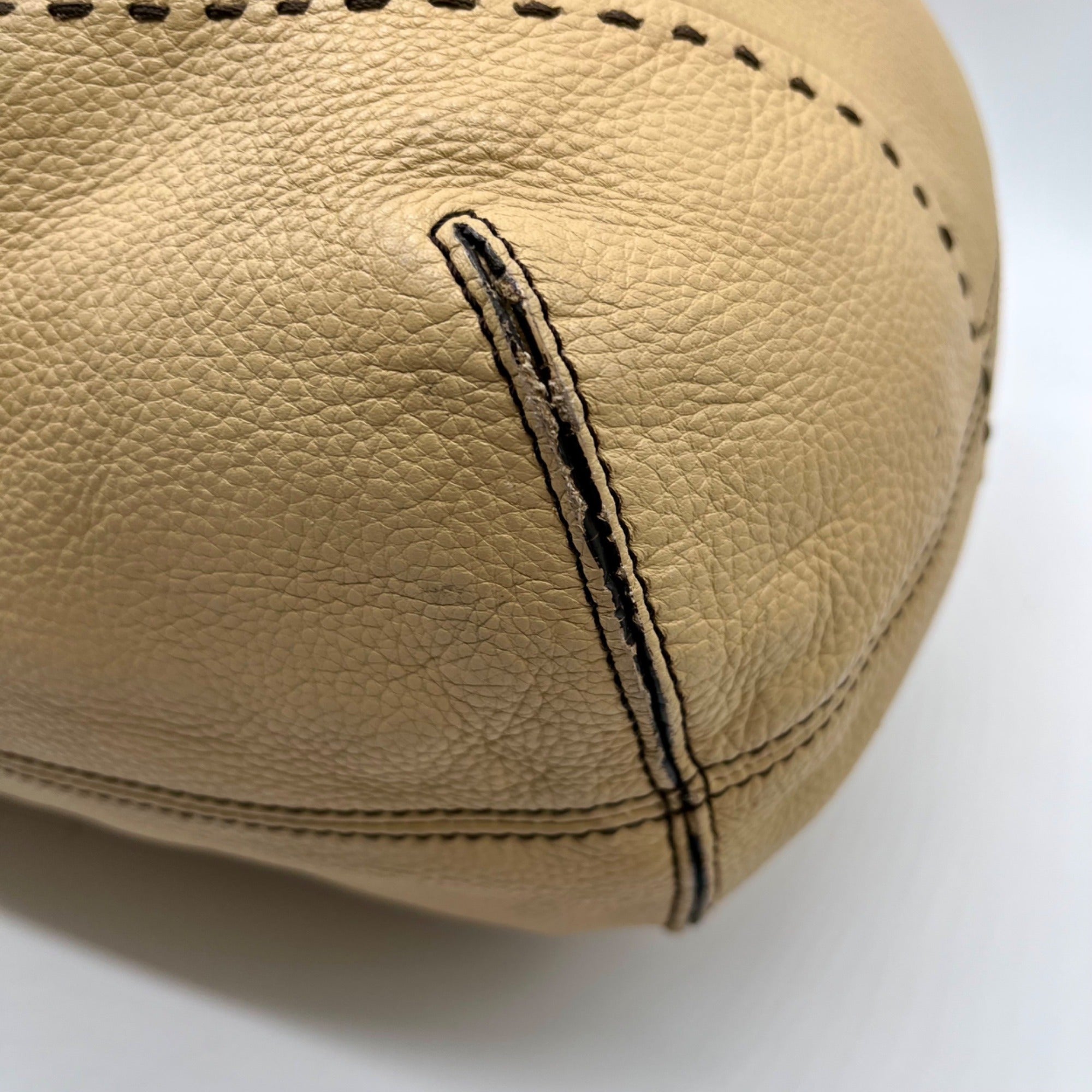 Cole Haan Beige Pebbled Leather Shoulder Bag