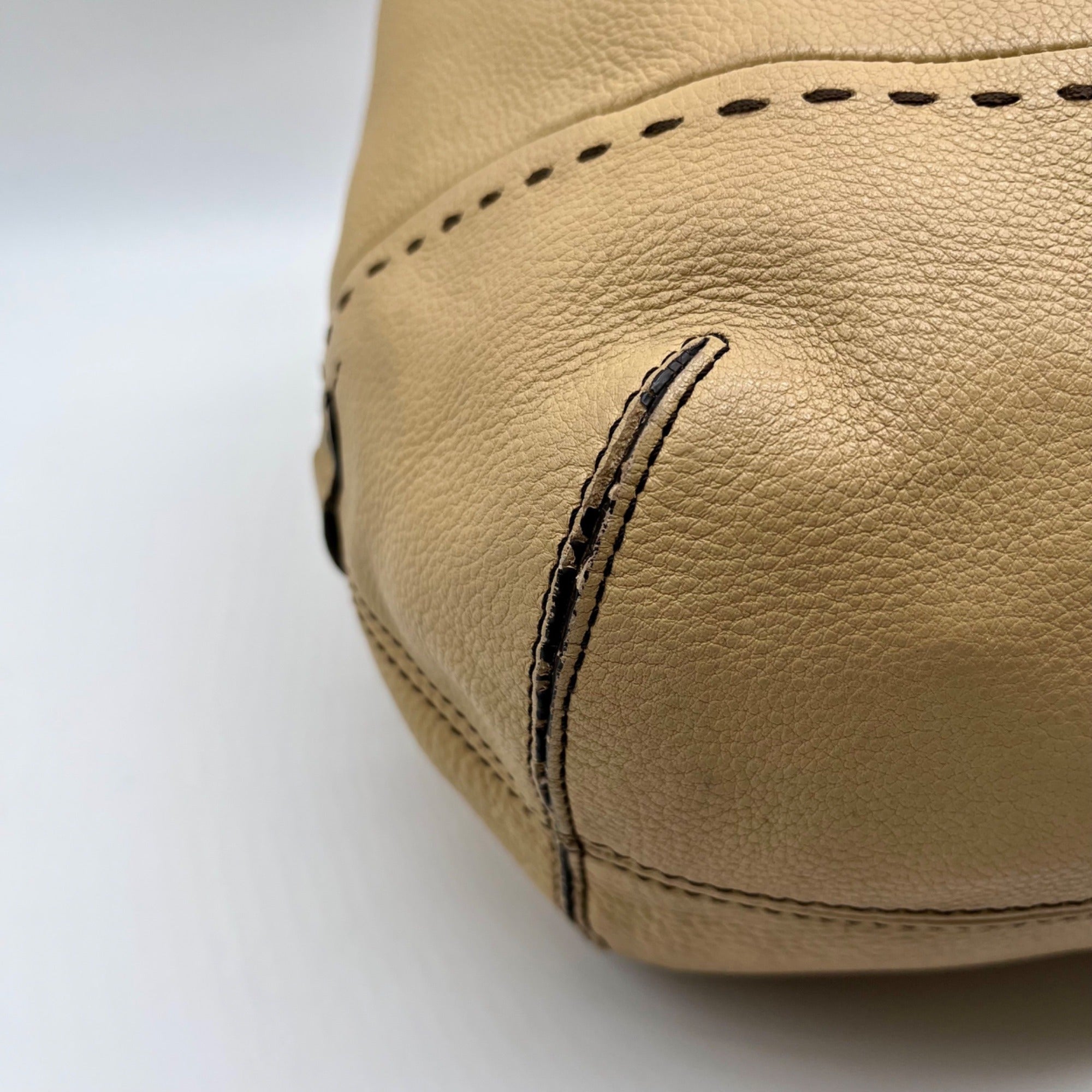 Cole Haan Beige Pebbled Leather Shoulder Bag