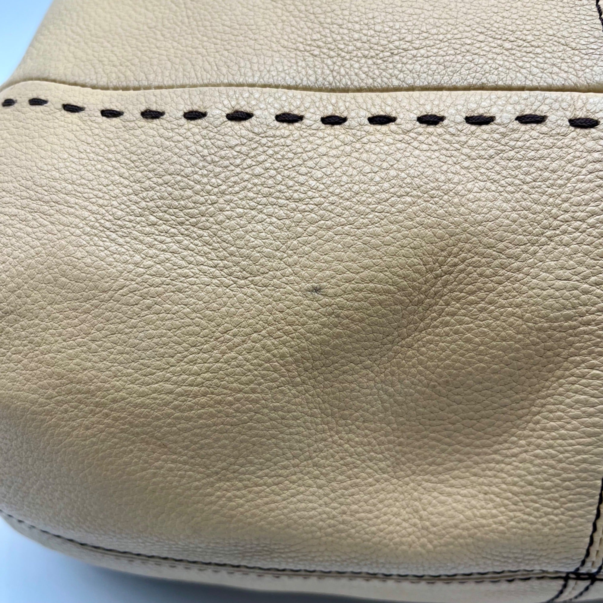 Cole Haan Beige Pebbled Leather Shoulder Bag