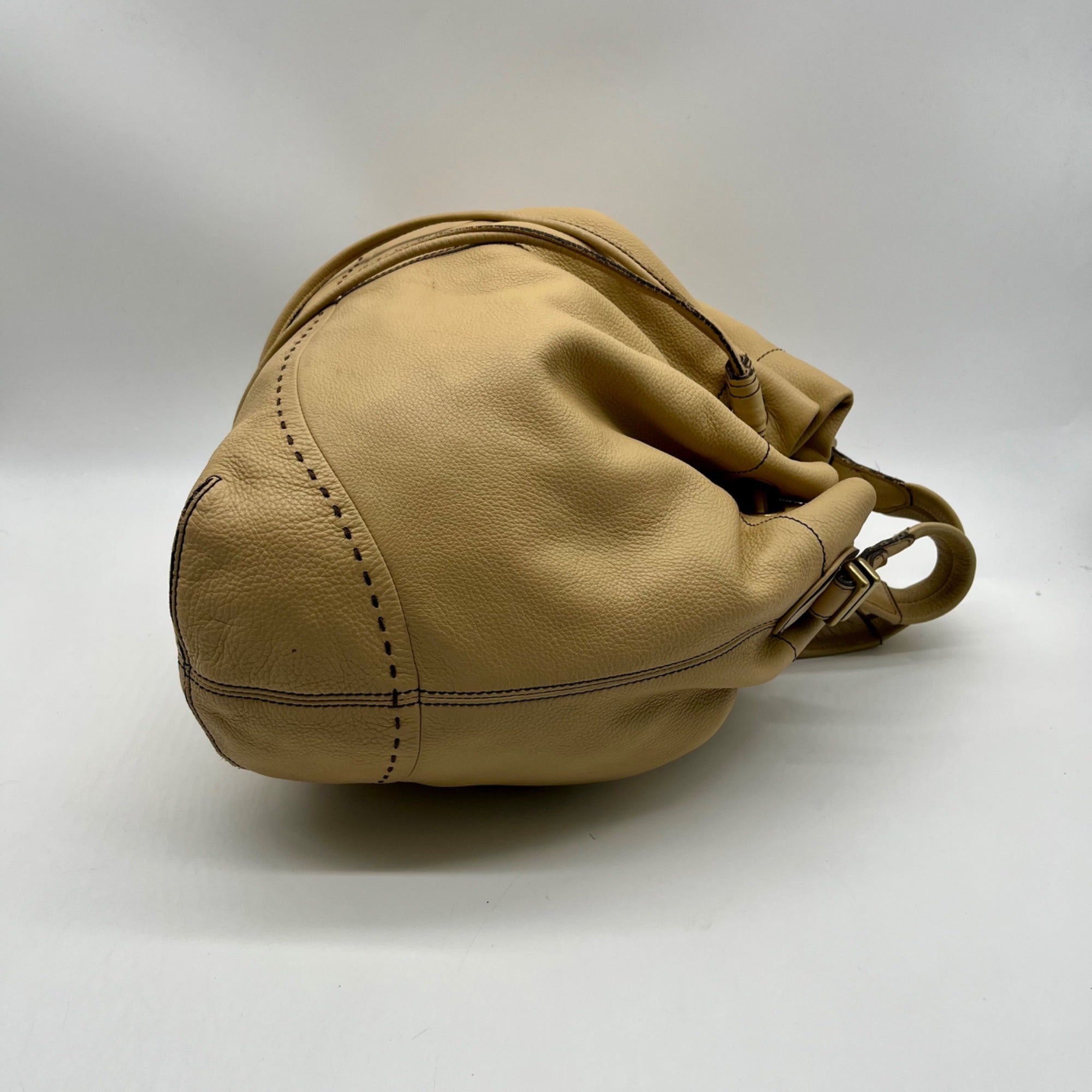 Cole Haan Beige Pebbled Leather Shoulder Bag