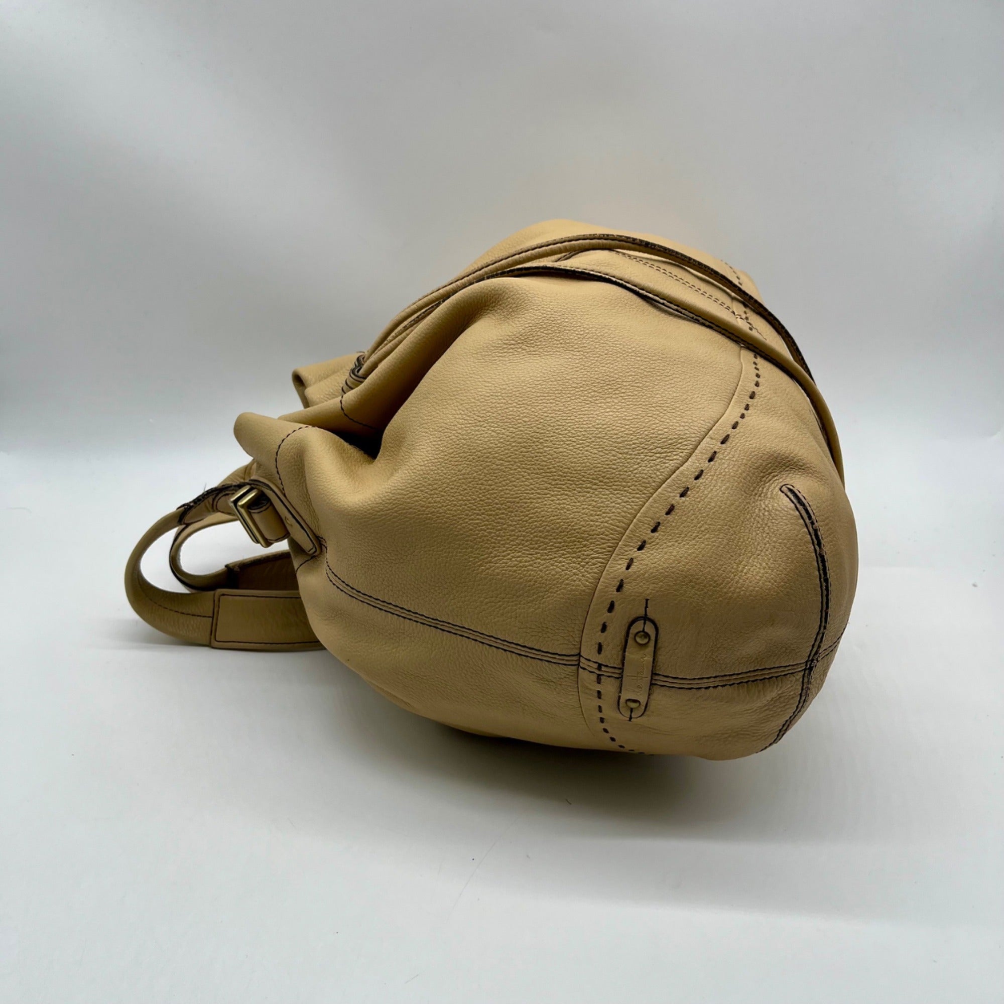 Cole Haan Beige Pebbled Leather Shoulder Bag