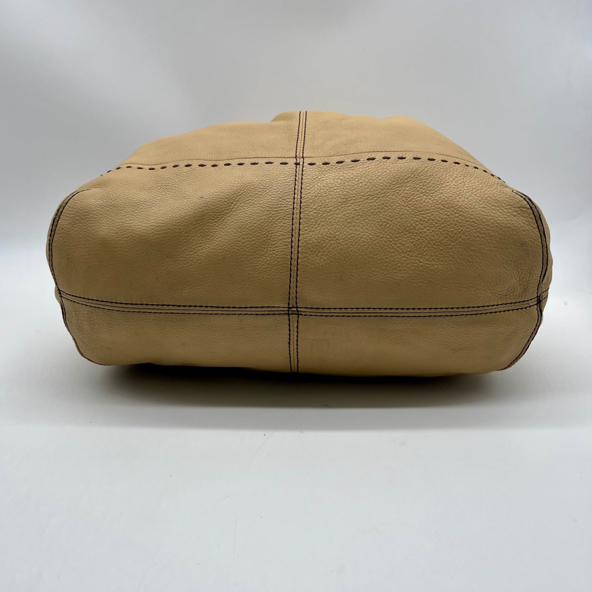 Cole Haan Beige Pebbled Leather Shoulder Bag