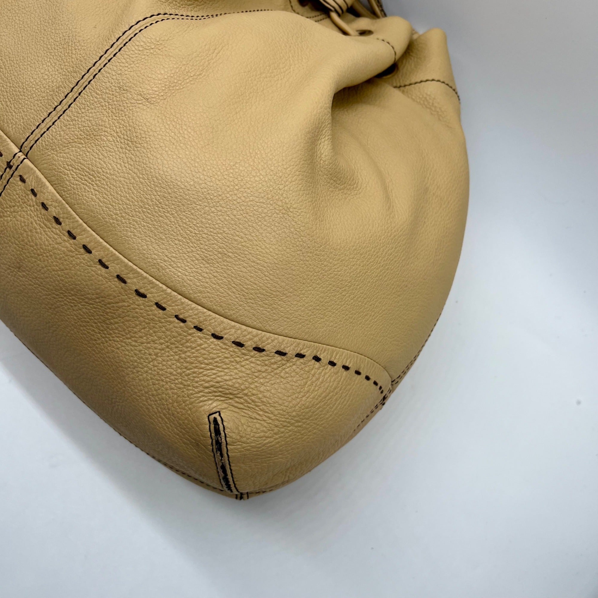 Cole Haan Beige Pebbled Leather Shoulder Bag