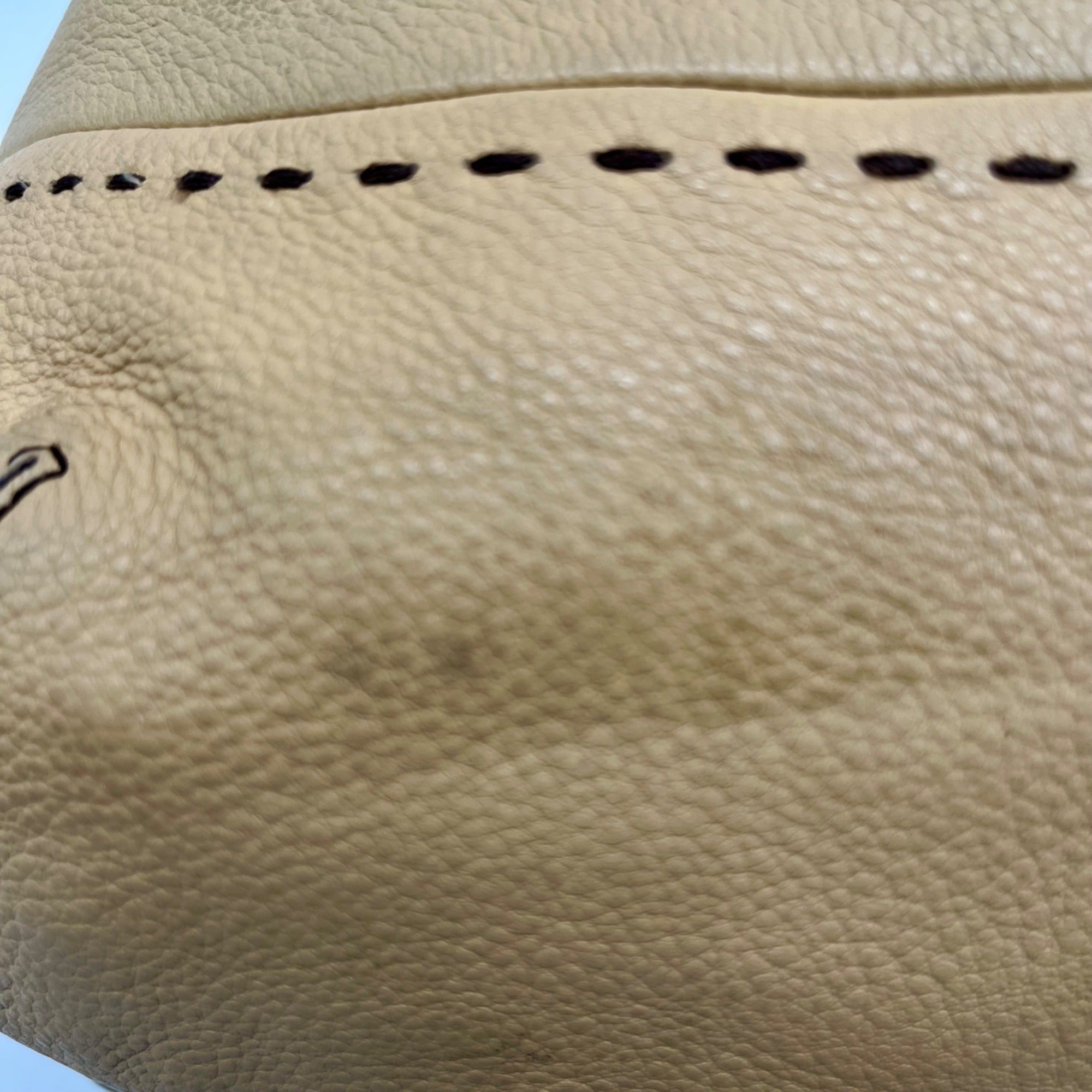 Cole Haan Beige Pebbled Leather Shoulder Bag