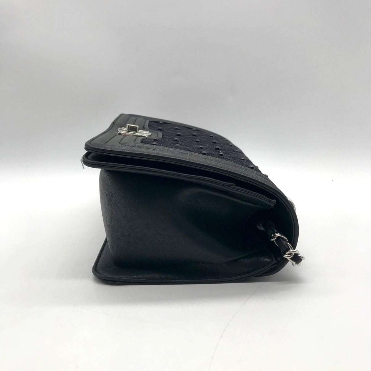 Badgley Mischka  Black Beaded Quilted Diamond Faux Leather Crossbody