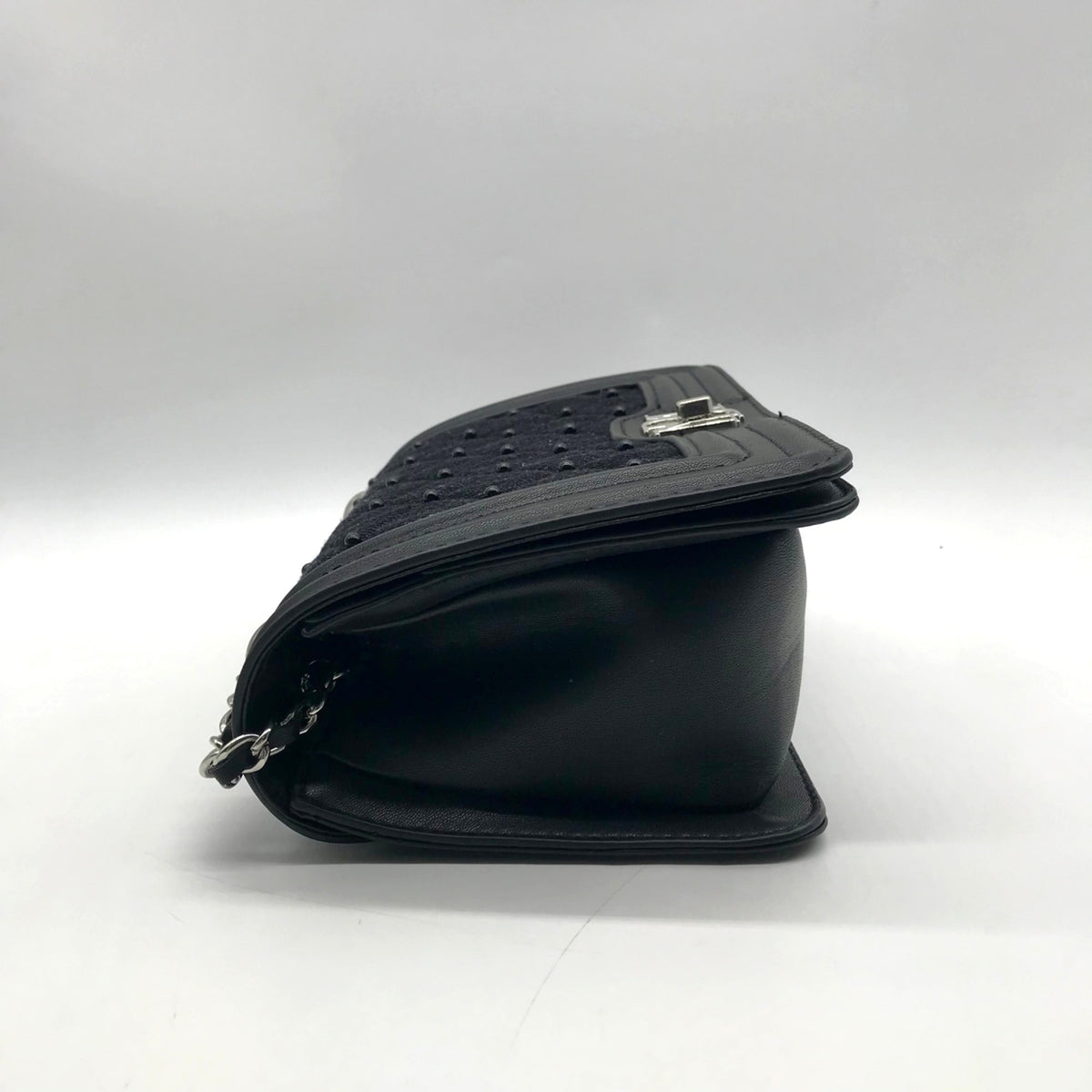 Badgley Mischka  Black Beaded Quilted Diamond Faux Leather Crossbody