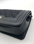 Badgley Mischka  Black Beaded Quilted Diamond Faux Leather Crossbody