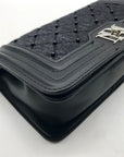 Badgley Mischka  Black Beaded Quilted Diamond Faux Leather Crossbody