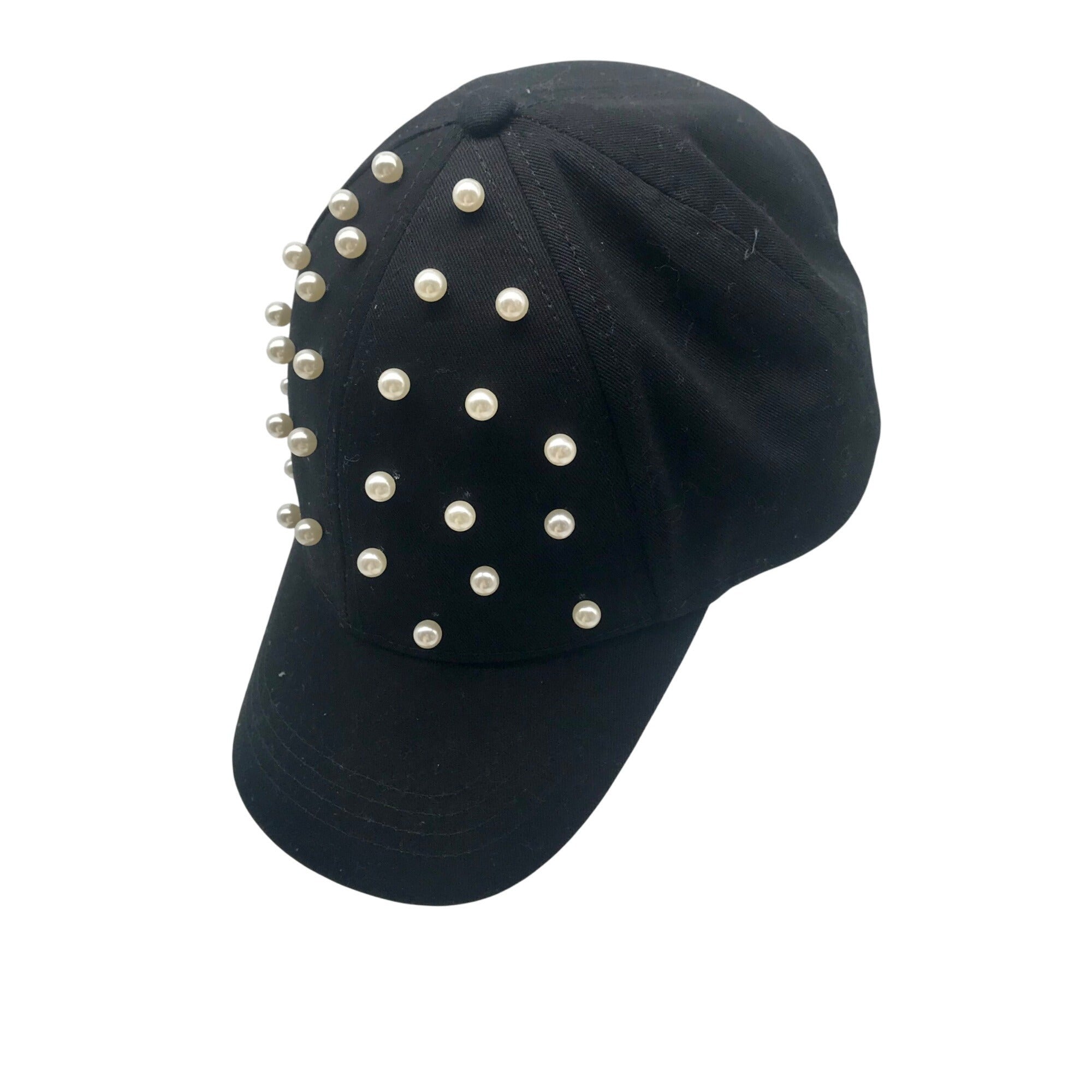 I.N.C. International Concepts Black Embellished Pearl Hat