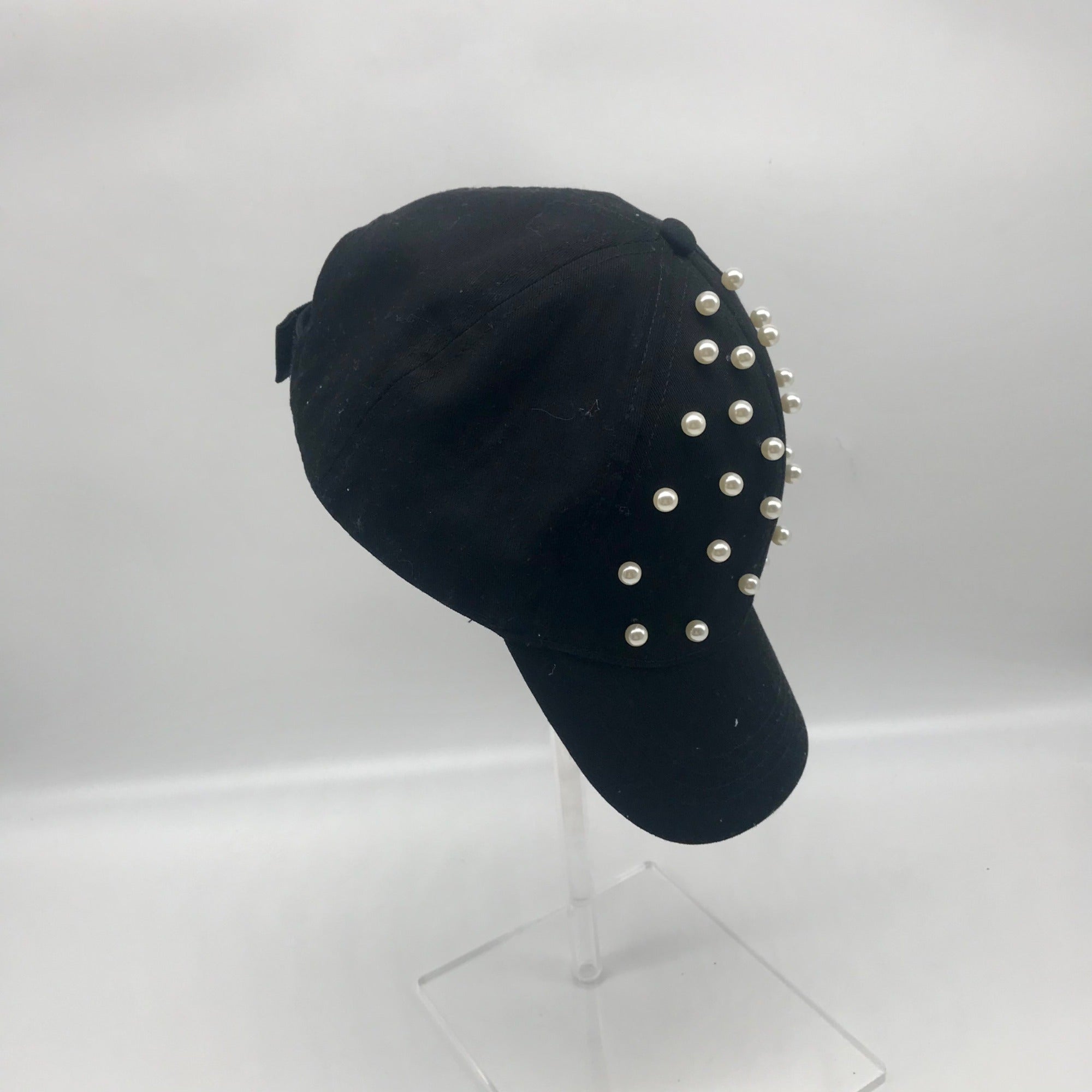 I.N.C. International Concepts Black Embellished Pearl Hat