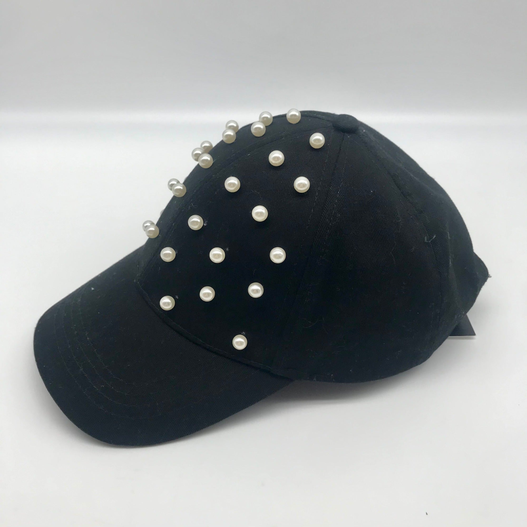 I.N.C. International Concepts Black Embellished Pearl Hat