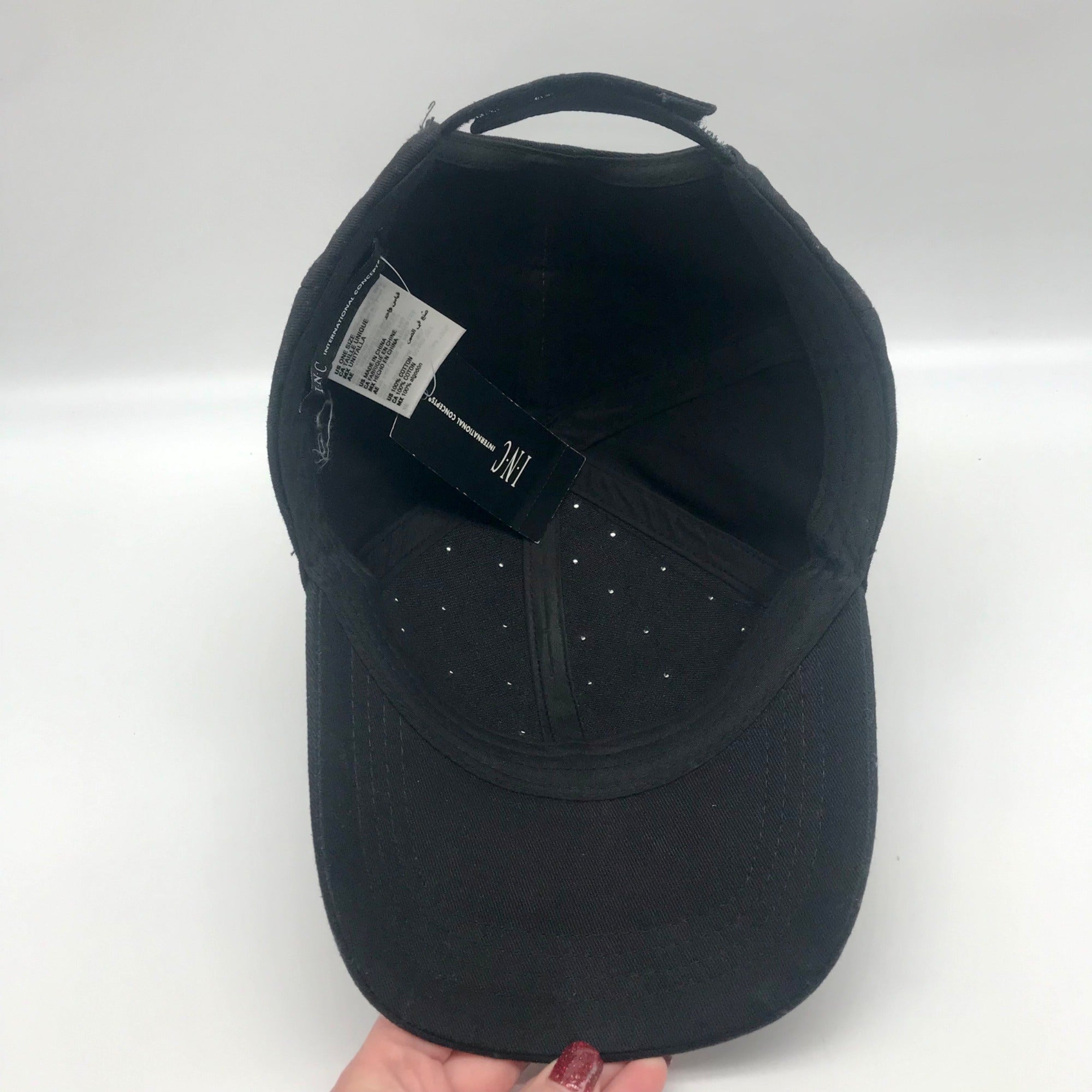 I.N.C. International Concepts Black Embellished Pearl Hat