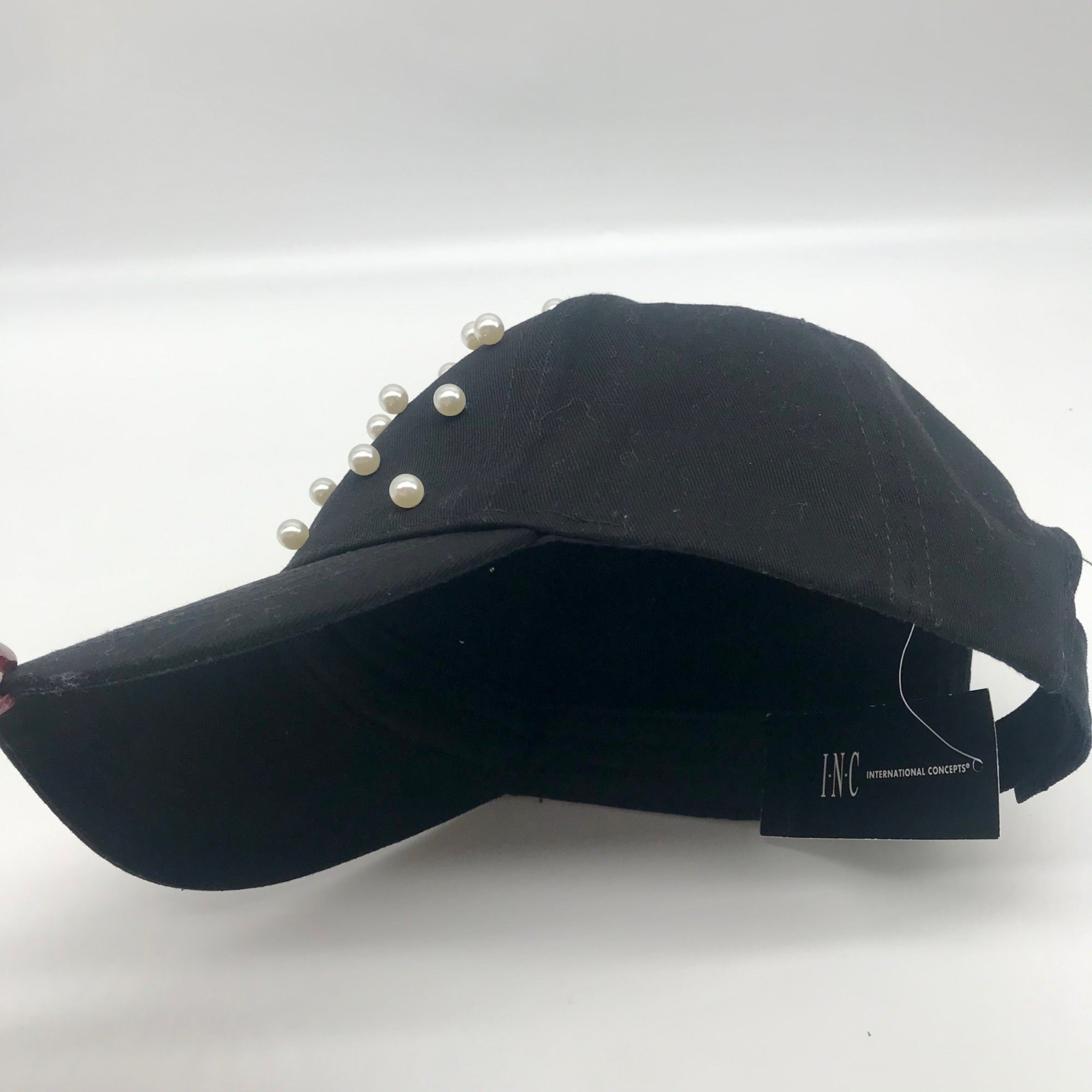 I.N.C. International Concepts Black Embellished Pearl Hat