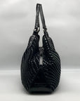 Cole Haan Black Patent Leather Genevieve Woven Triangle Purse & Wallet