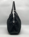 Cole Haan Black Patent Leather Genevieve Woven Triangle Purse & Wallet