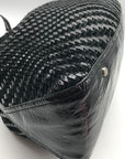 Cole Haan Black Patent Leather Genevieve Woven Triangle Purse & Wallet