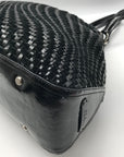 Cole Haan Black Patent Leather Genevieve Woven Triangle Purse & Wallet