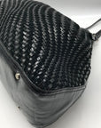 Cole Haan Black Patent Leather Genevieve Woven Triangle Purse & Wallet