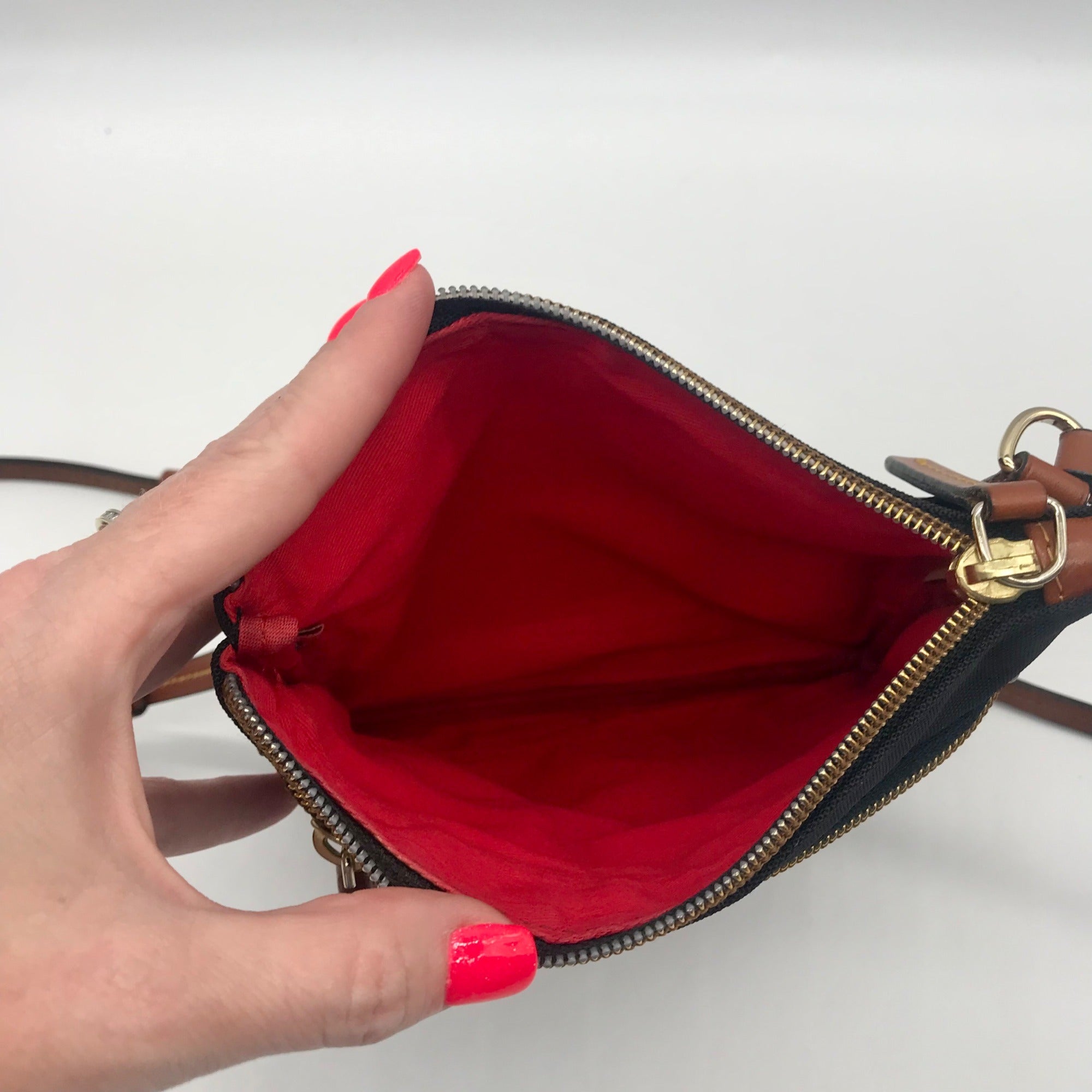 Dooney &amp; Bourke Black Nylon North South Triple Zip Crossbody Bag
