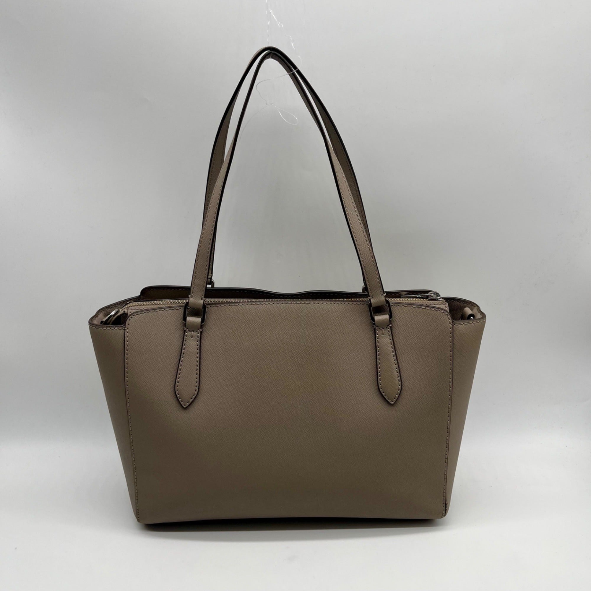Tory Burch Grey Leather Emerson Small Top Zip Tote Bag
