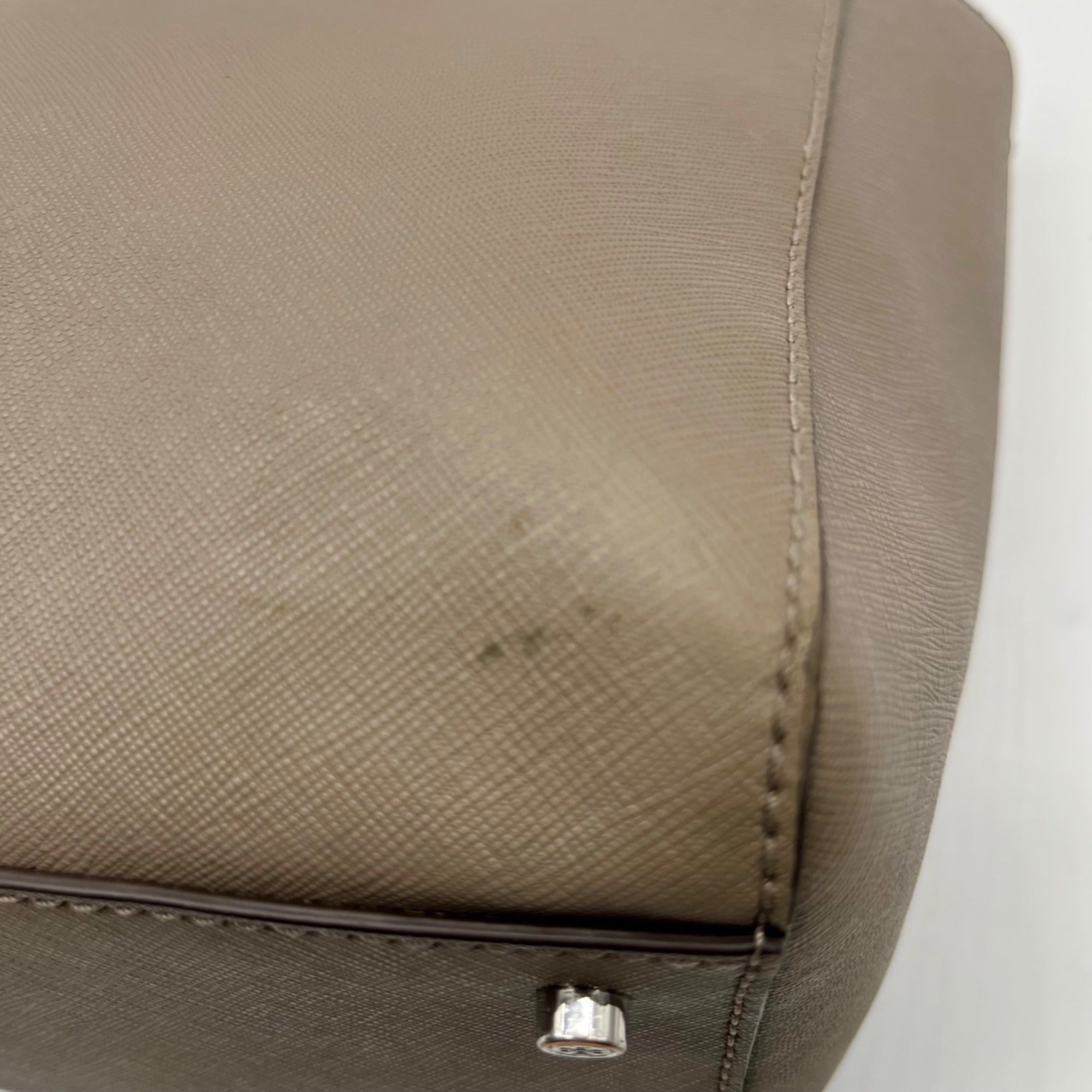 Tory Burch Grey Leather Emerson Small Top Zip Tote Bag