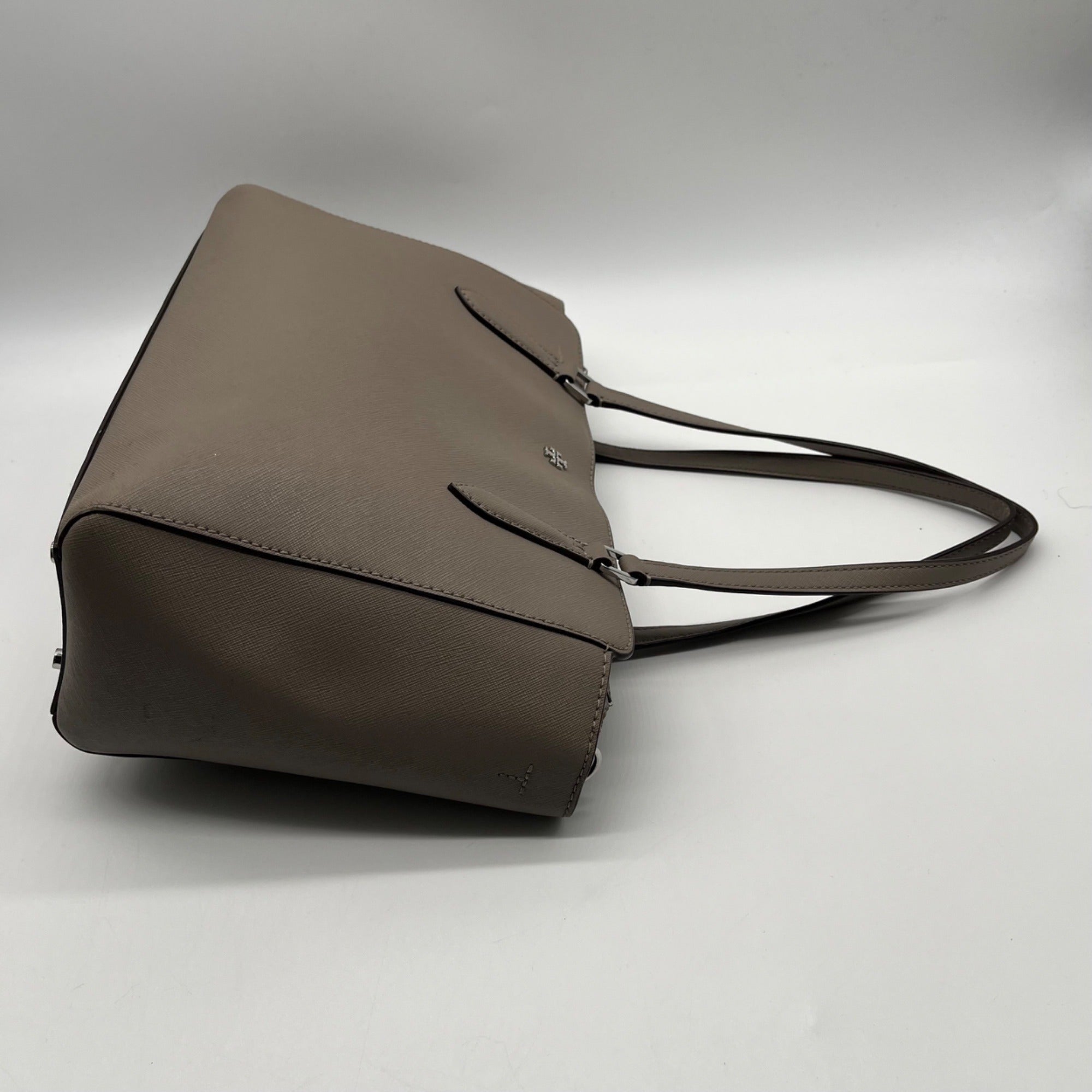 Tory Burch Grey Leather Emerson Small Top Zip Tote Bag