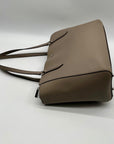 Tory Burch Grey Leather Emerson Small Top Zip Tote Bag