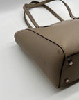 Tory Burch Grey Leather Emerson Small Top Zip Tote Bag