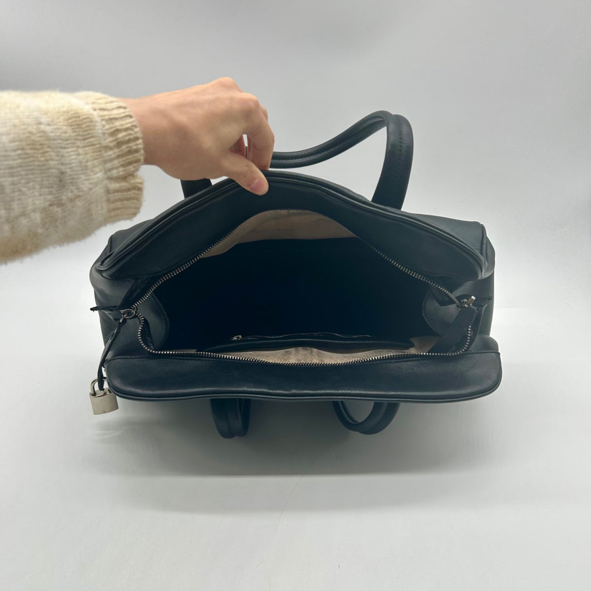 Narciso Rodriguez Black Leather Bowler Satchel Bag