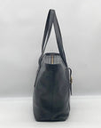 Tory Burch Blue Pebbled Leather Meyer Plaque Shoulder Bag