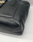 Tory Burch Blue Pebbled Leather Meyer Plaque Shoulder Bag