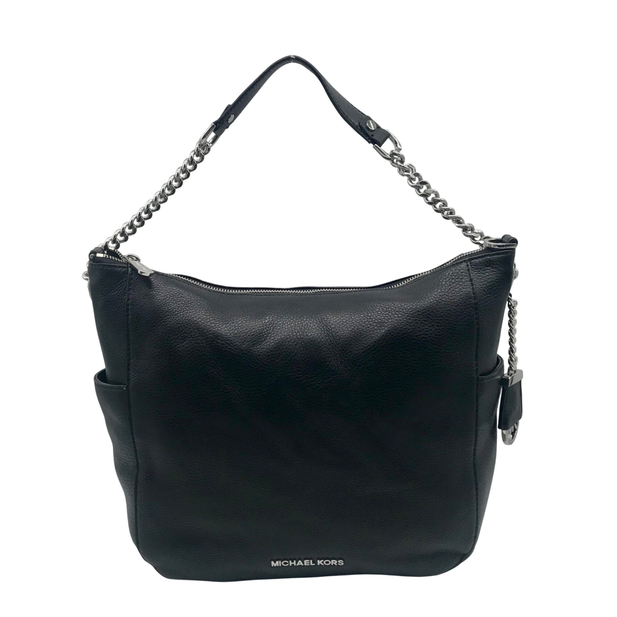 Michael Kors Black Leather Chandler Convertible Shoulder Bag.