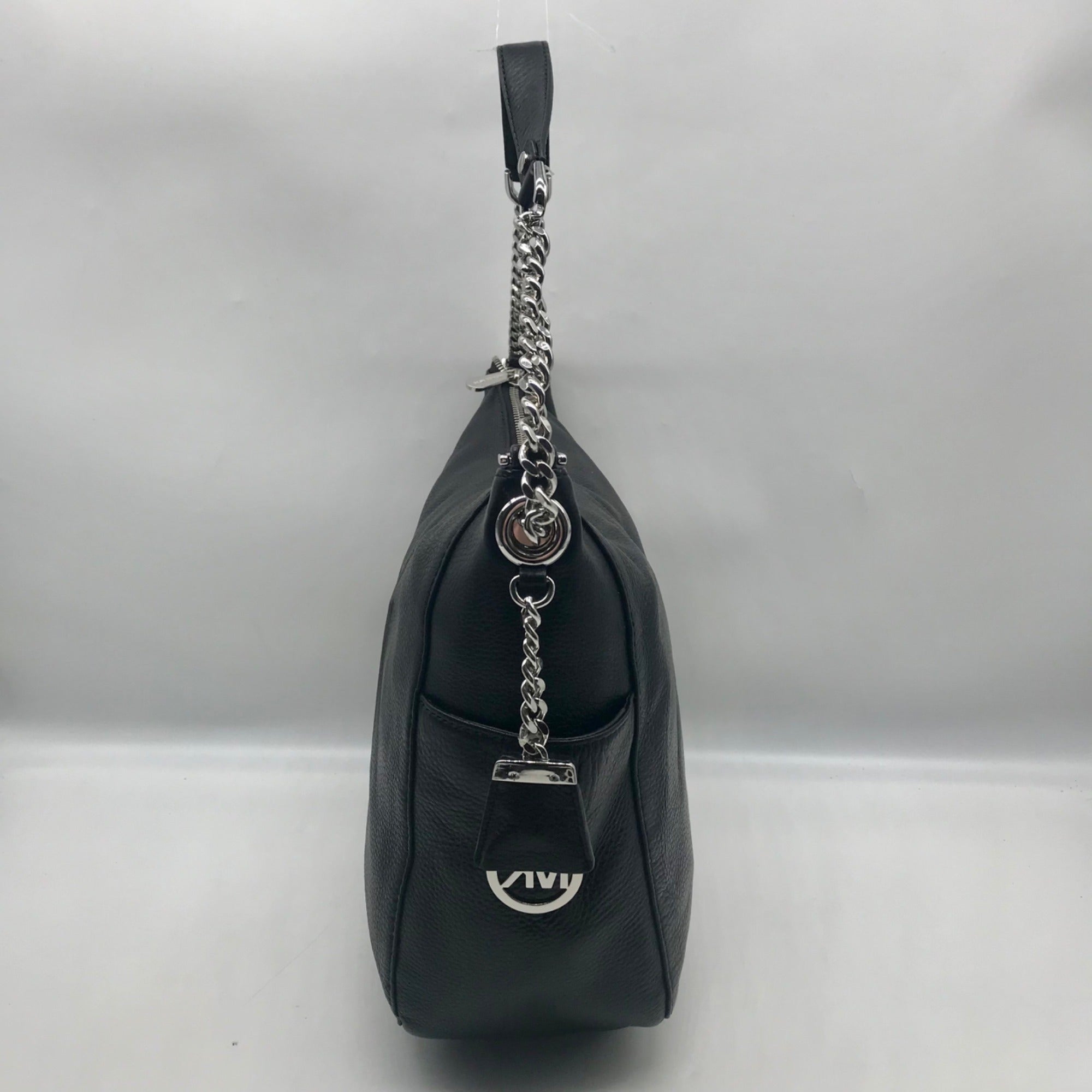 Michael Kors Black Leather Chandler Convertible Shoulder Bag.