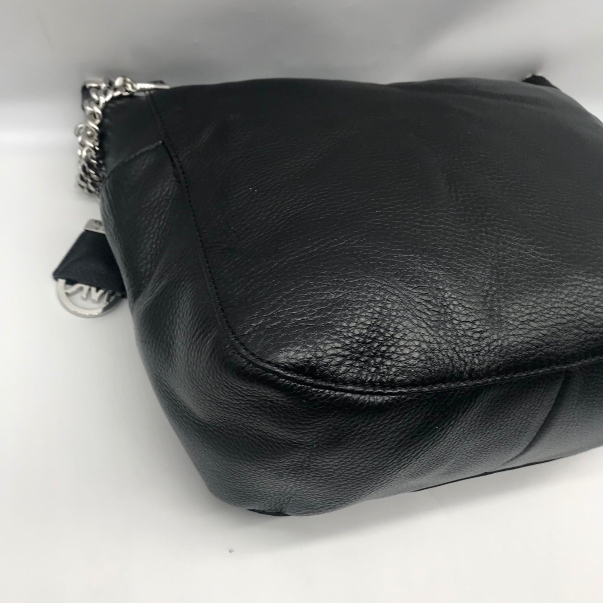Michael Kors Black Leather Chandler Convertible Shoulder Bag.