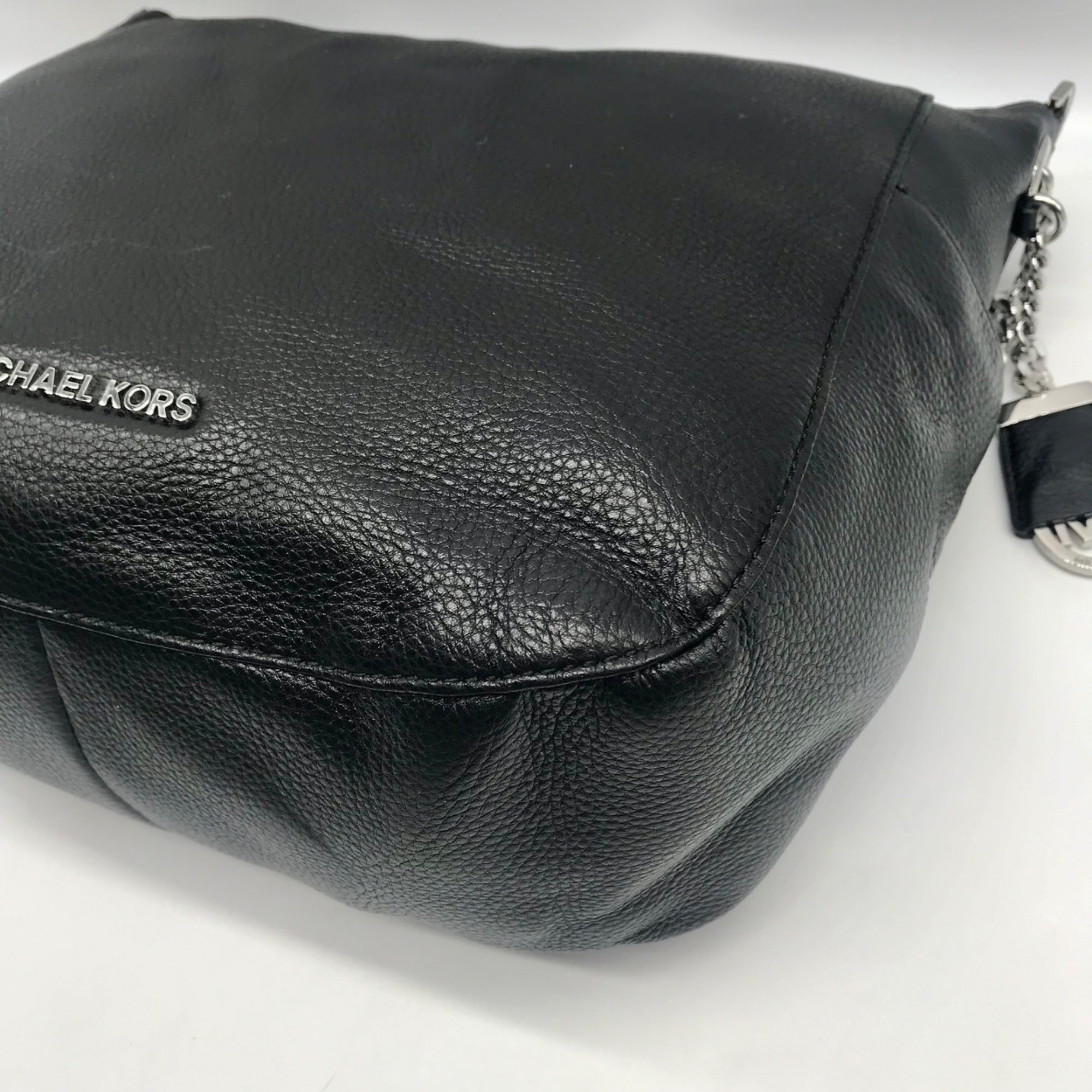 Michael Kors Black Leather Chandler Convertible Shoulder Bag.