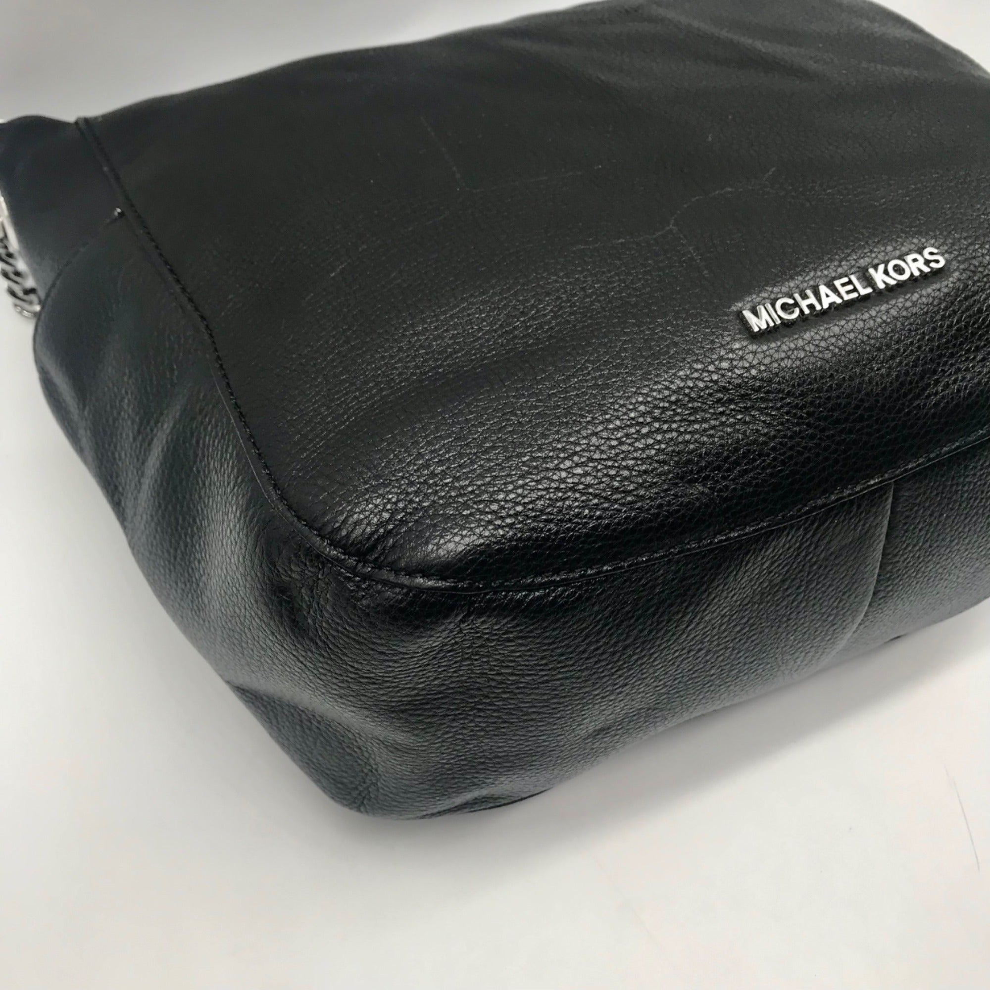 Michael Kors Black Leather Chandler Convertible Shoulder Bag.