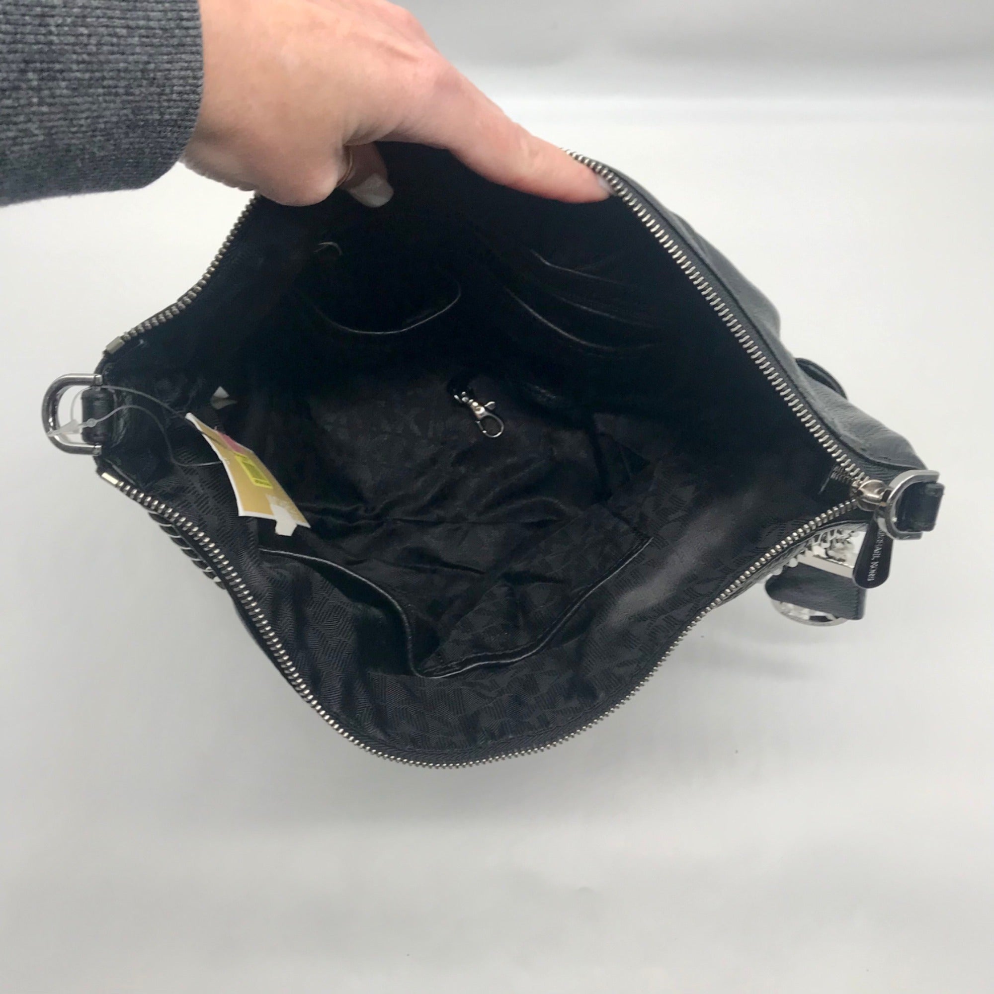 Michael Kors Black Leather Chandler Convertible Shoulder Bag.